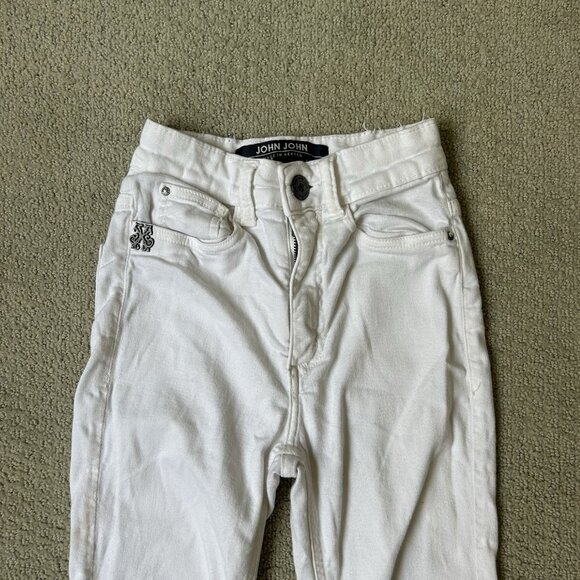 John John Womens White Skinny Jeans Tight Pants High Waist Brazil Petite Size 22 - Picture 2 of 10